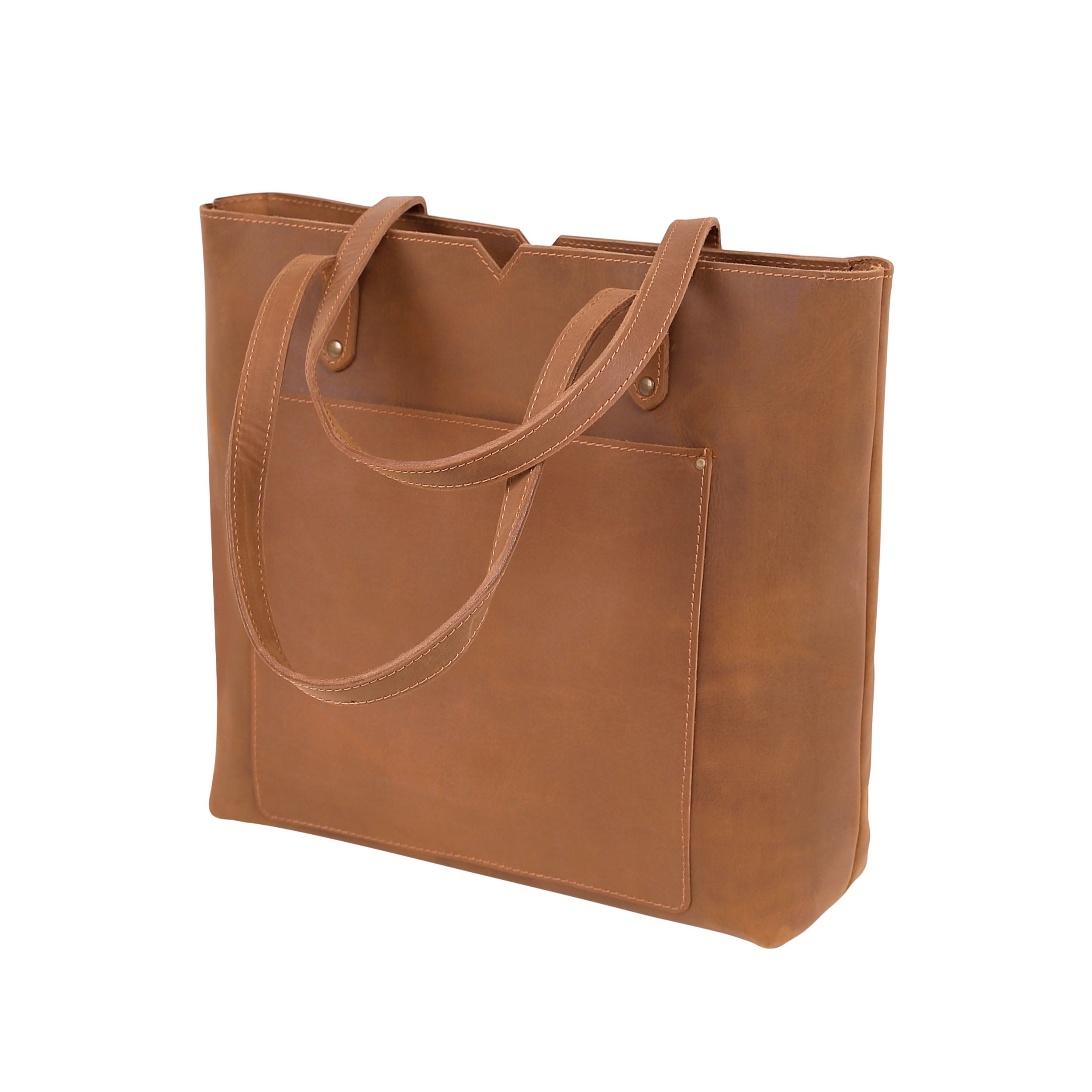 Leather Tote Bag 9918 - Light Brown