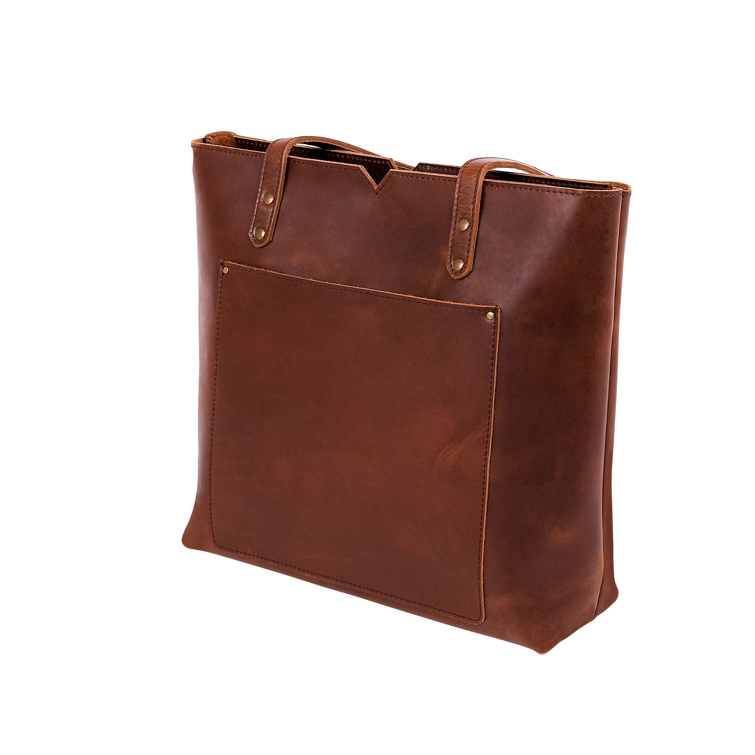 Leather Tote Bag 9918 - Medium Brown