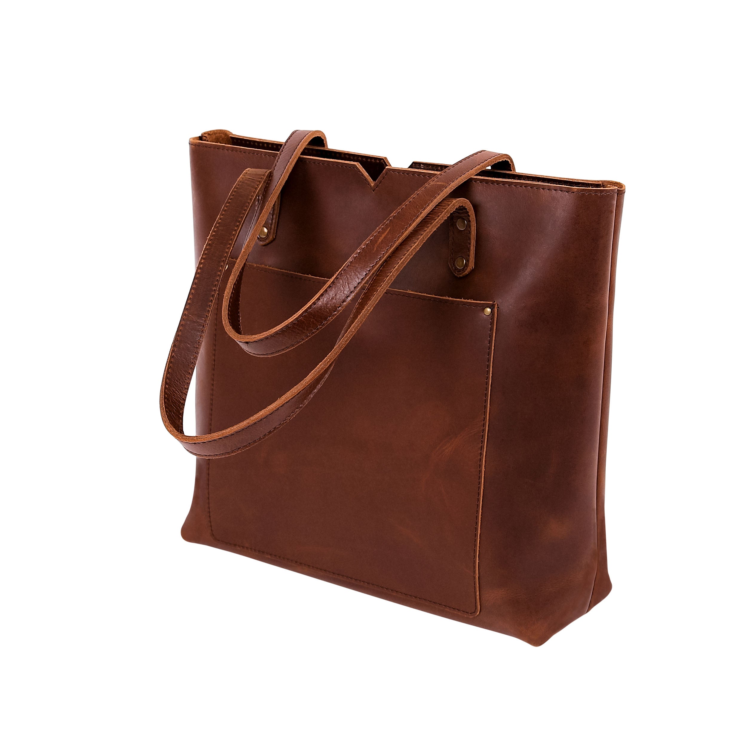 Leather Tote Bag 9918 - Medium Brown