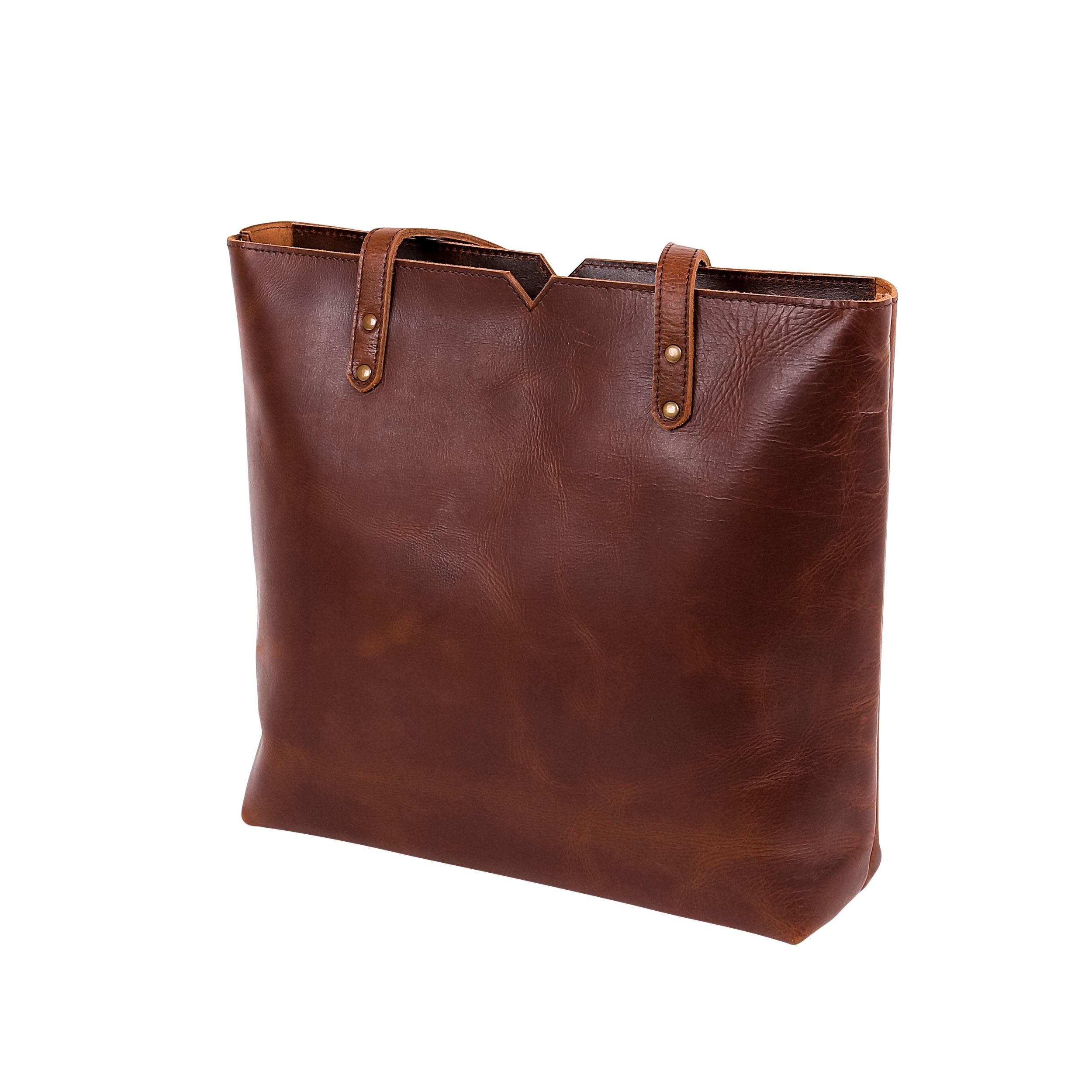 Leather Tote Bag 9918 - Medium Brown