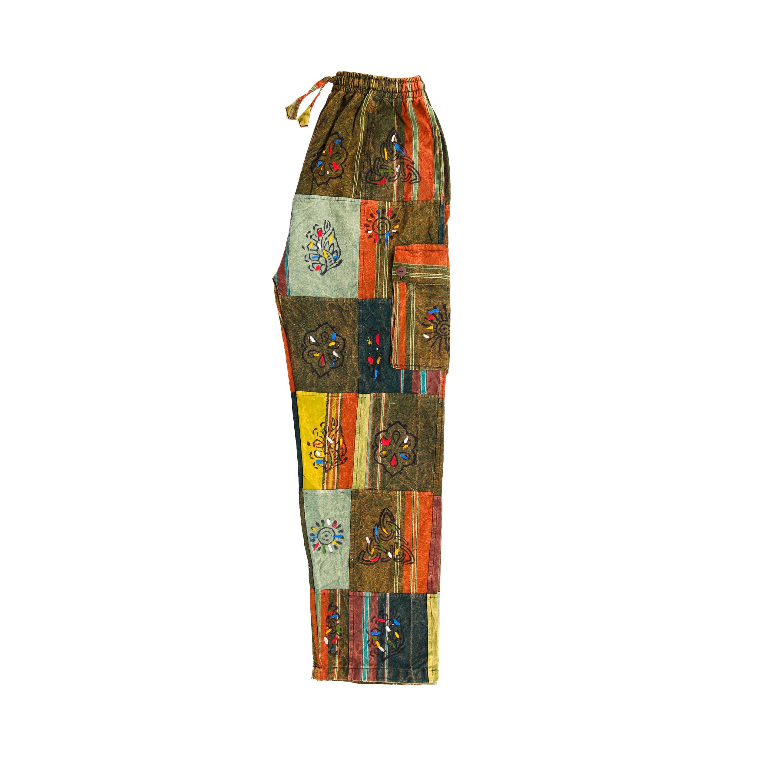 Patchwork Graphic Printed Cotton Trousers - Green