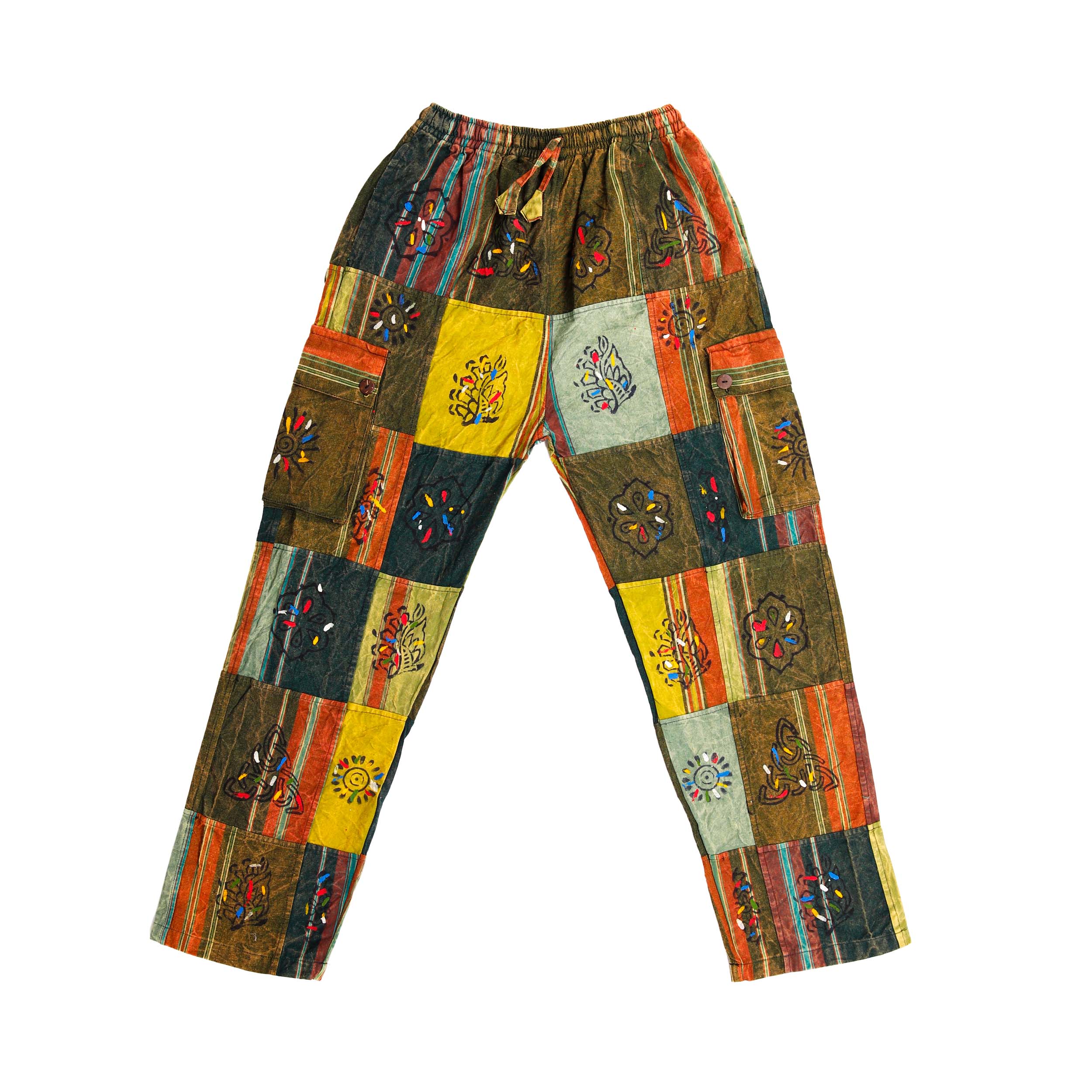 Patchwork Graphic Printed Cotton Trousers - Green