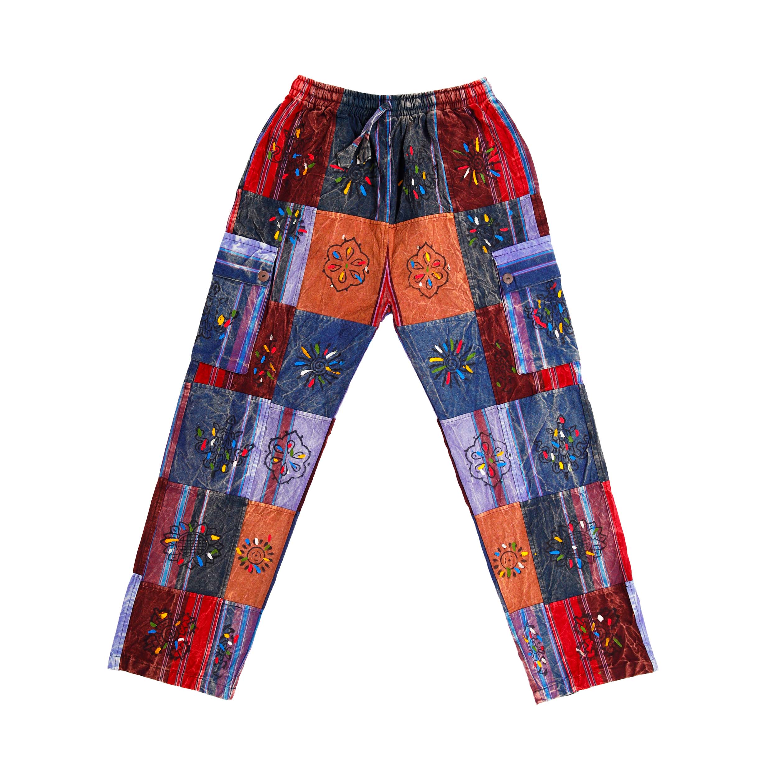 Patchwork Graphic Printed Cotton Trousers - Purple