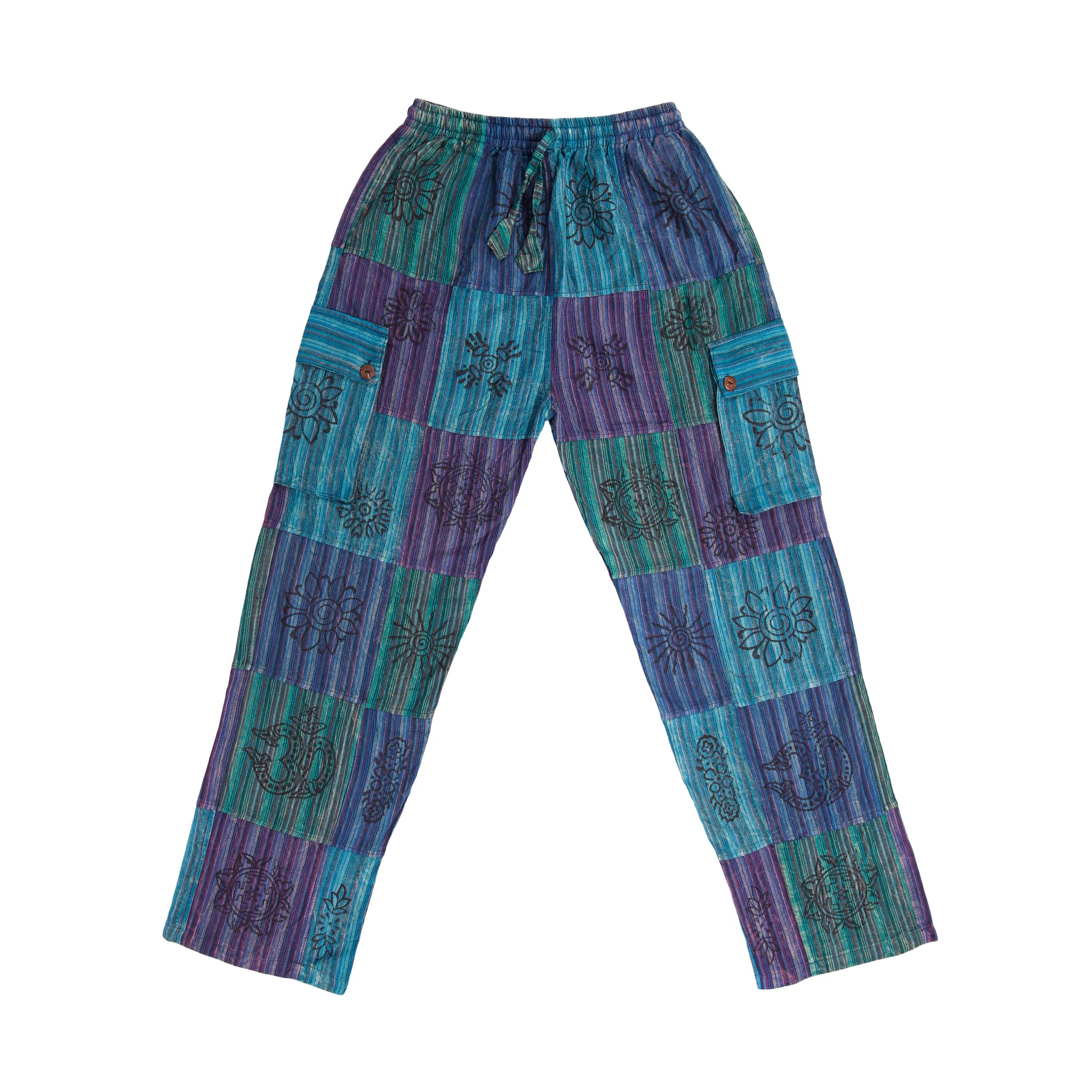 Patchwork Cotton Trousers - Teal