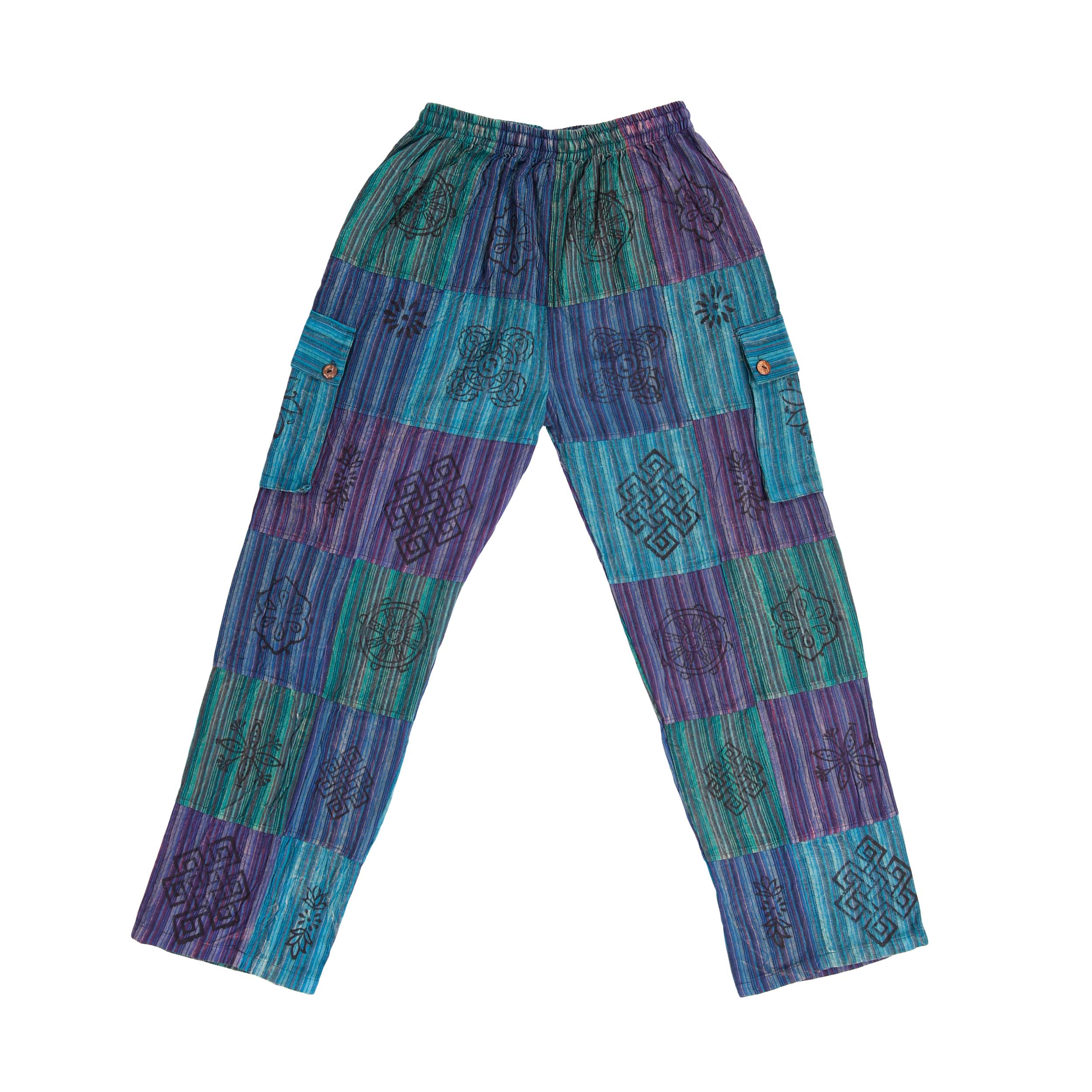 Patchwork Cotton Trousers - Teal