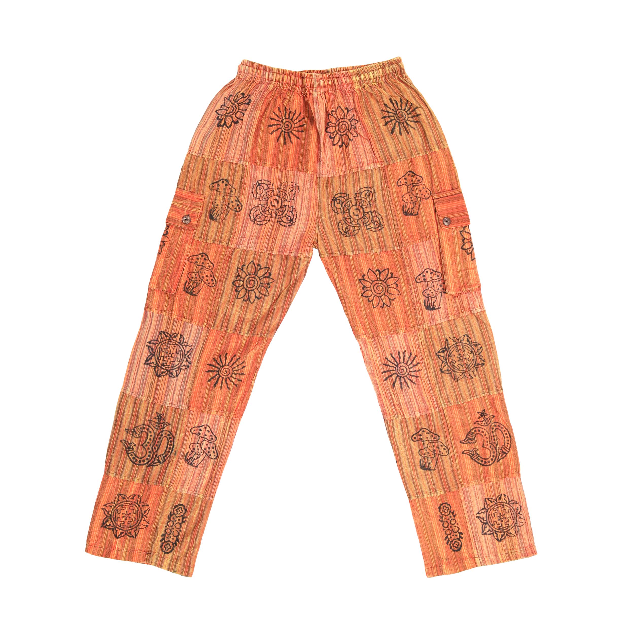 Patchwork Cotton Trousers - Orange