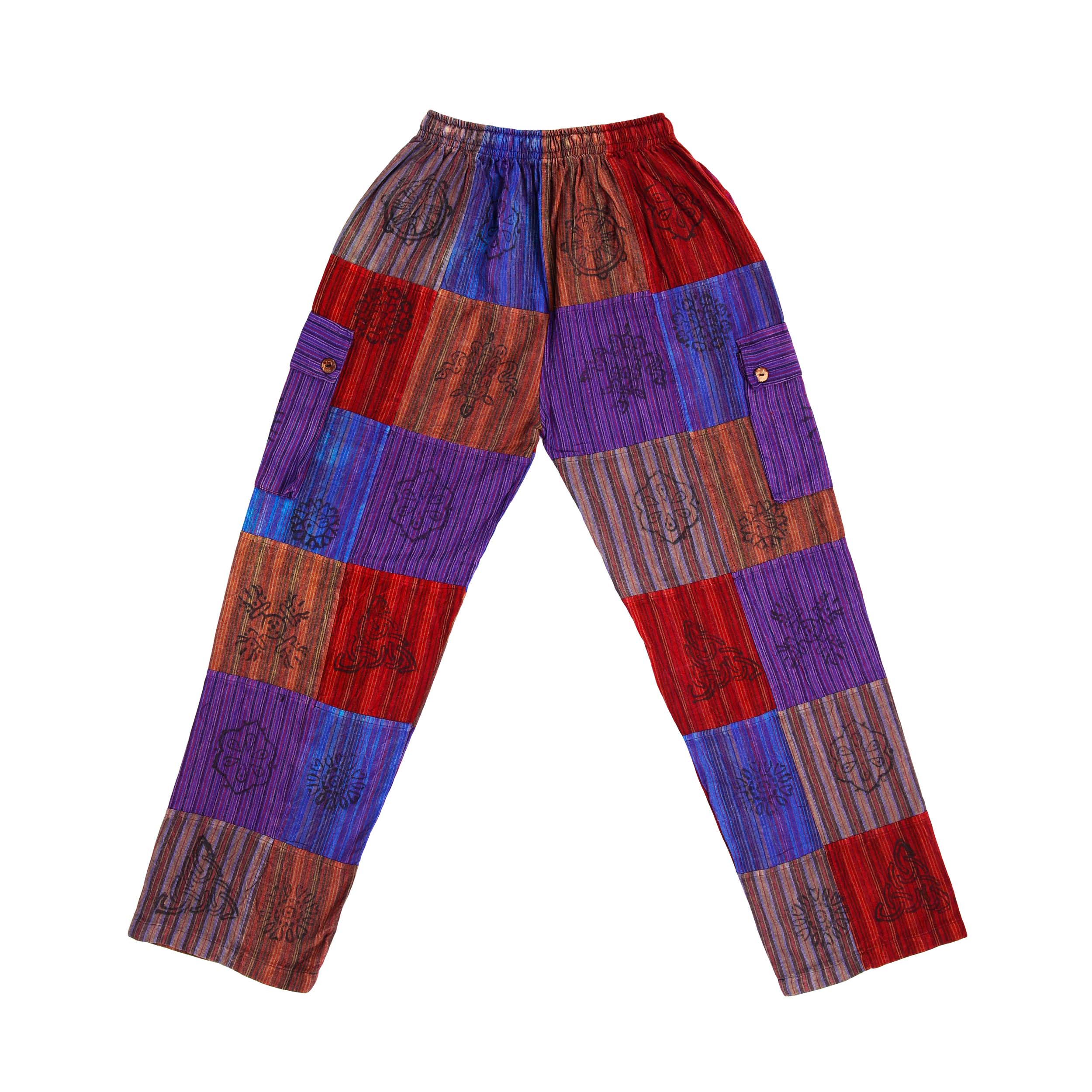 Patchwork Cotton Trousers - Purple