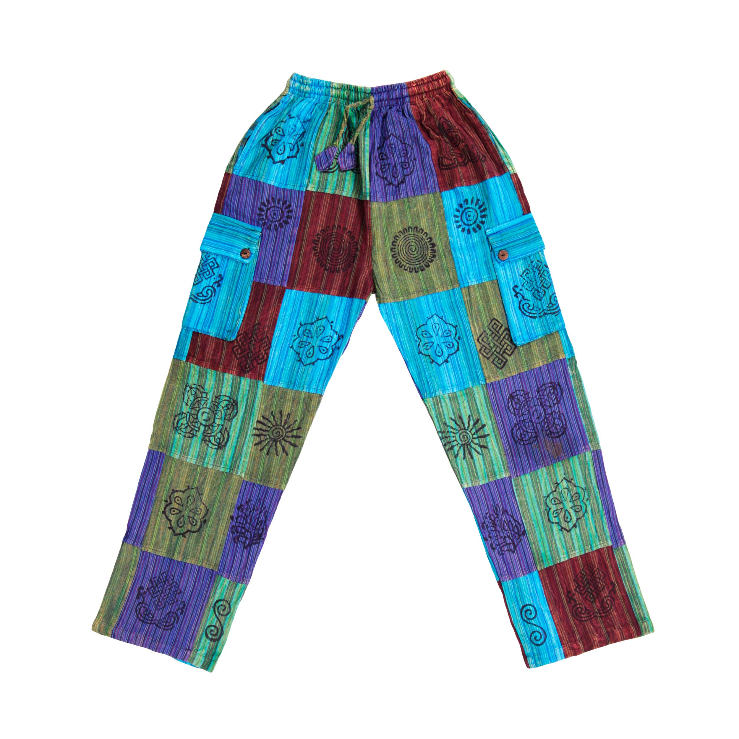 Patchwork Cotton Trousers - Turquoise