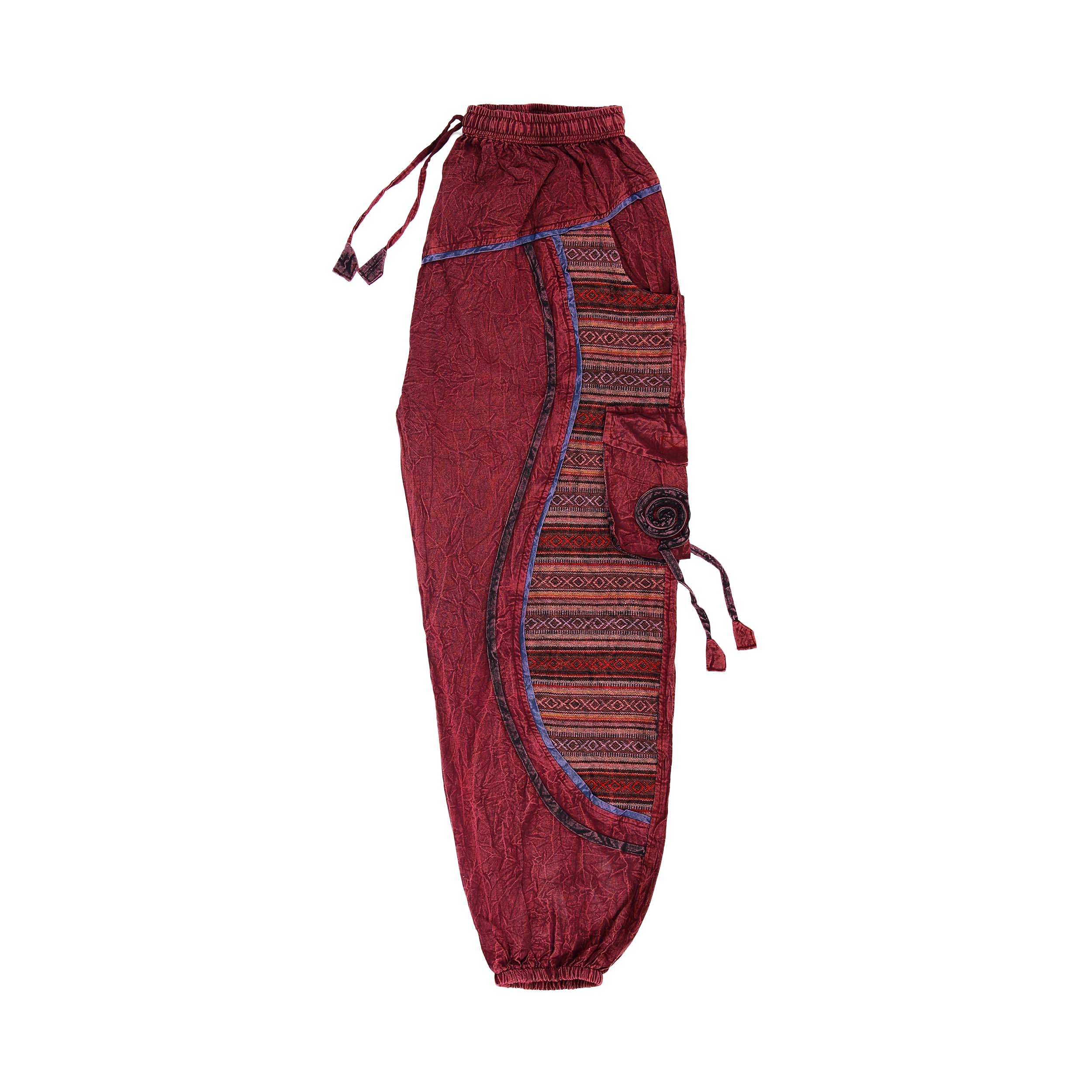 Hippie Baggy Harem Trousers - Burgundy