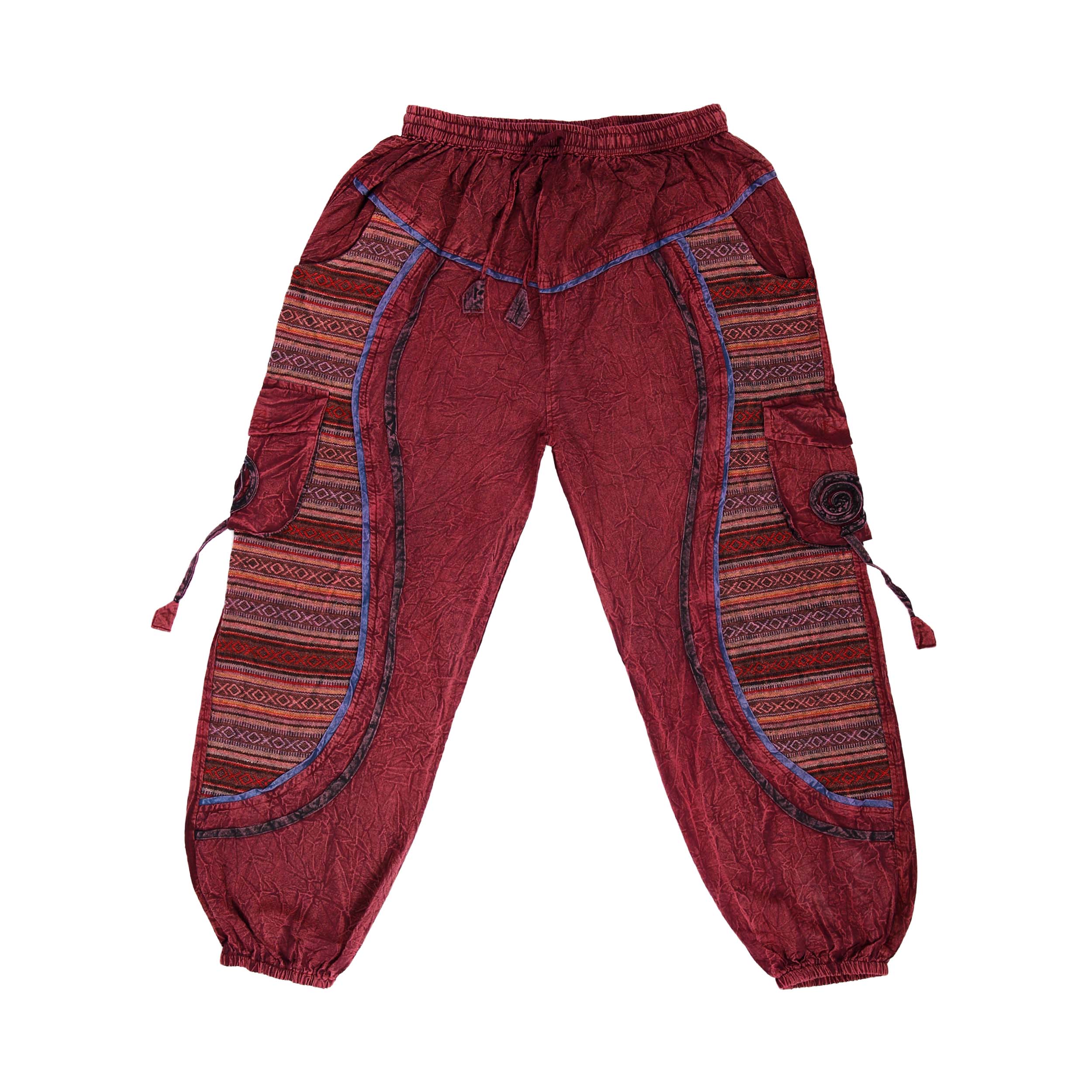 Hippie Baggy Harem Trousers - Burgundy