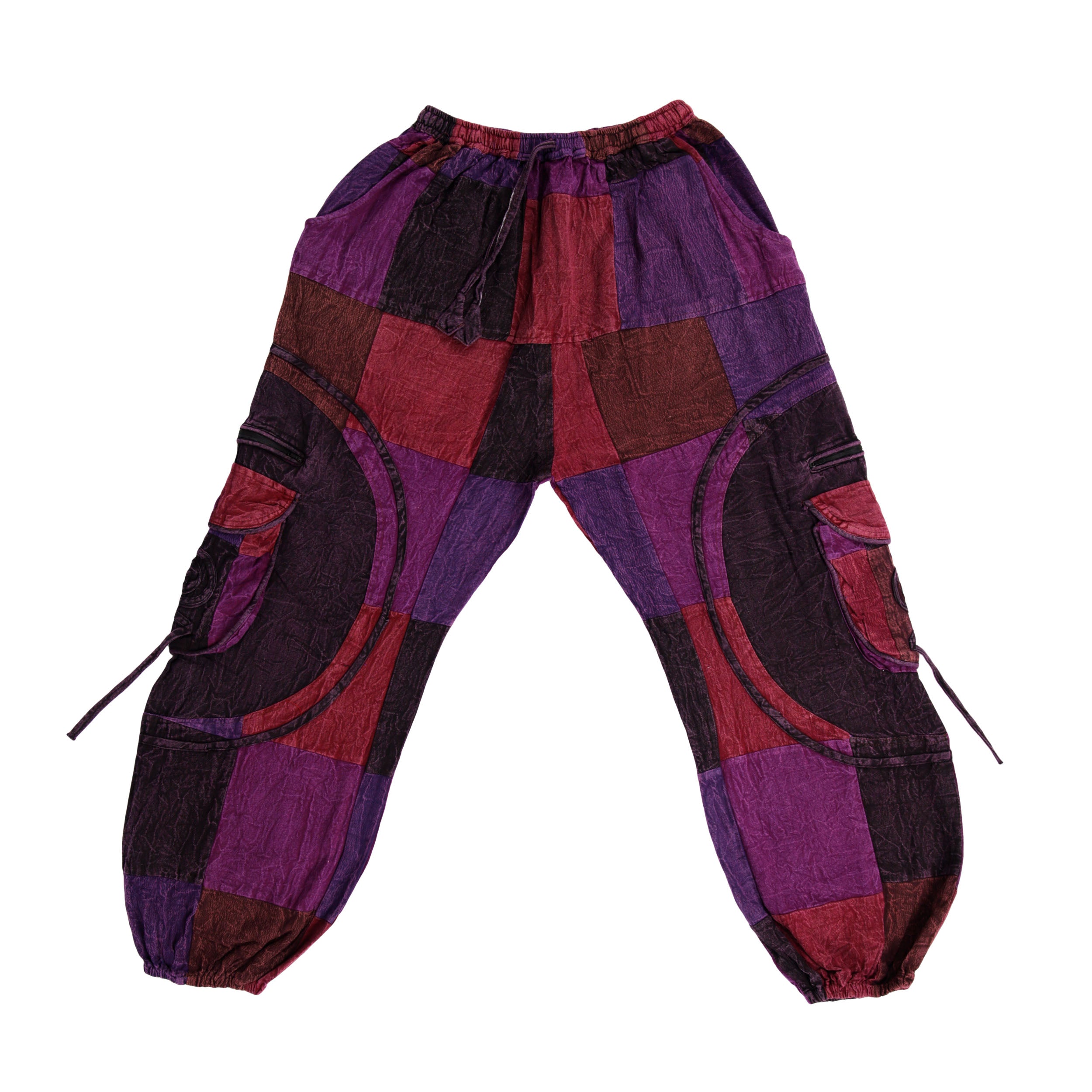 Hippie Harem Trousers - Magenta Patch