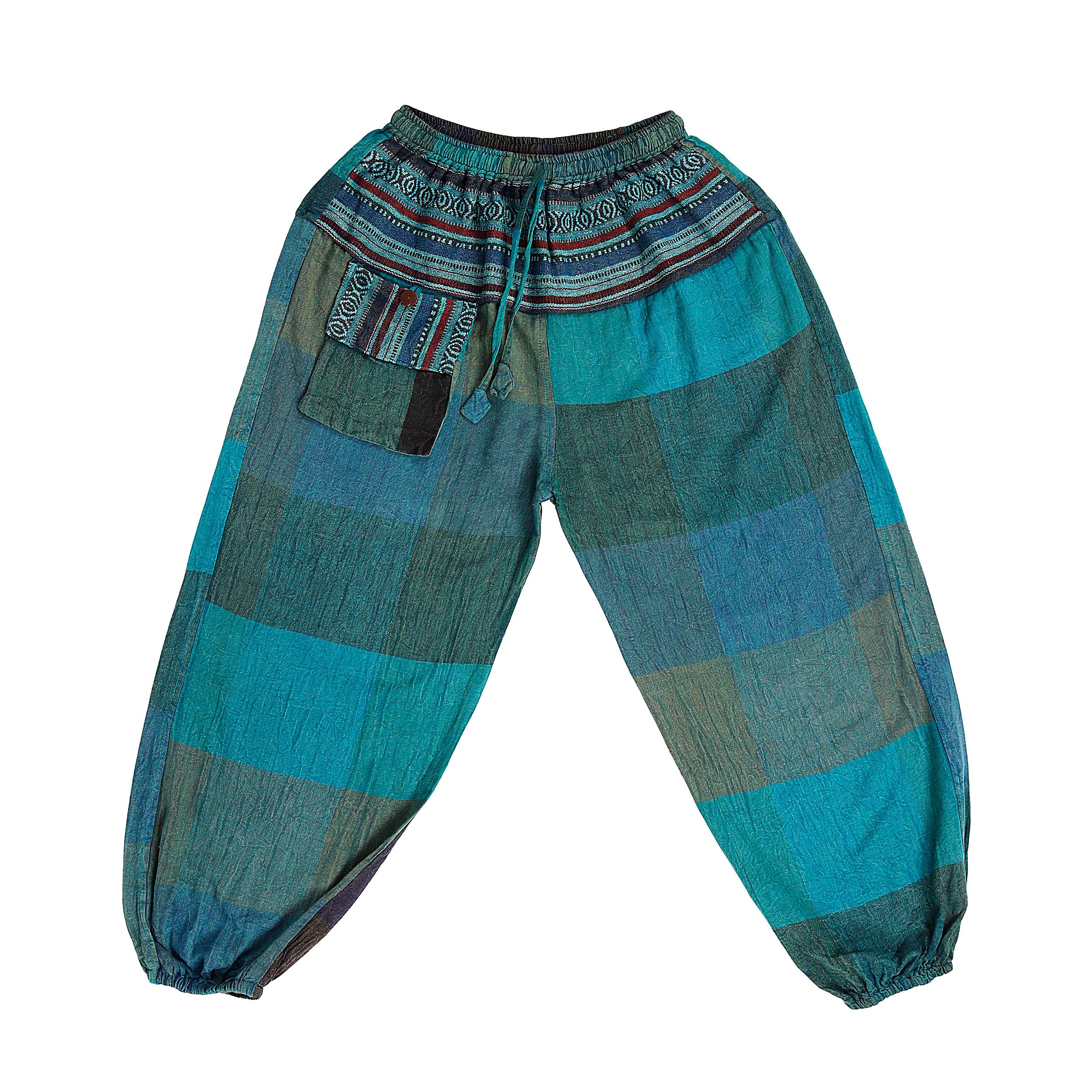 Harem Ghari Trousers - Teal Patch