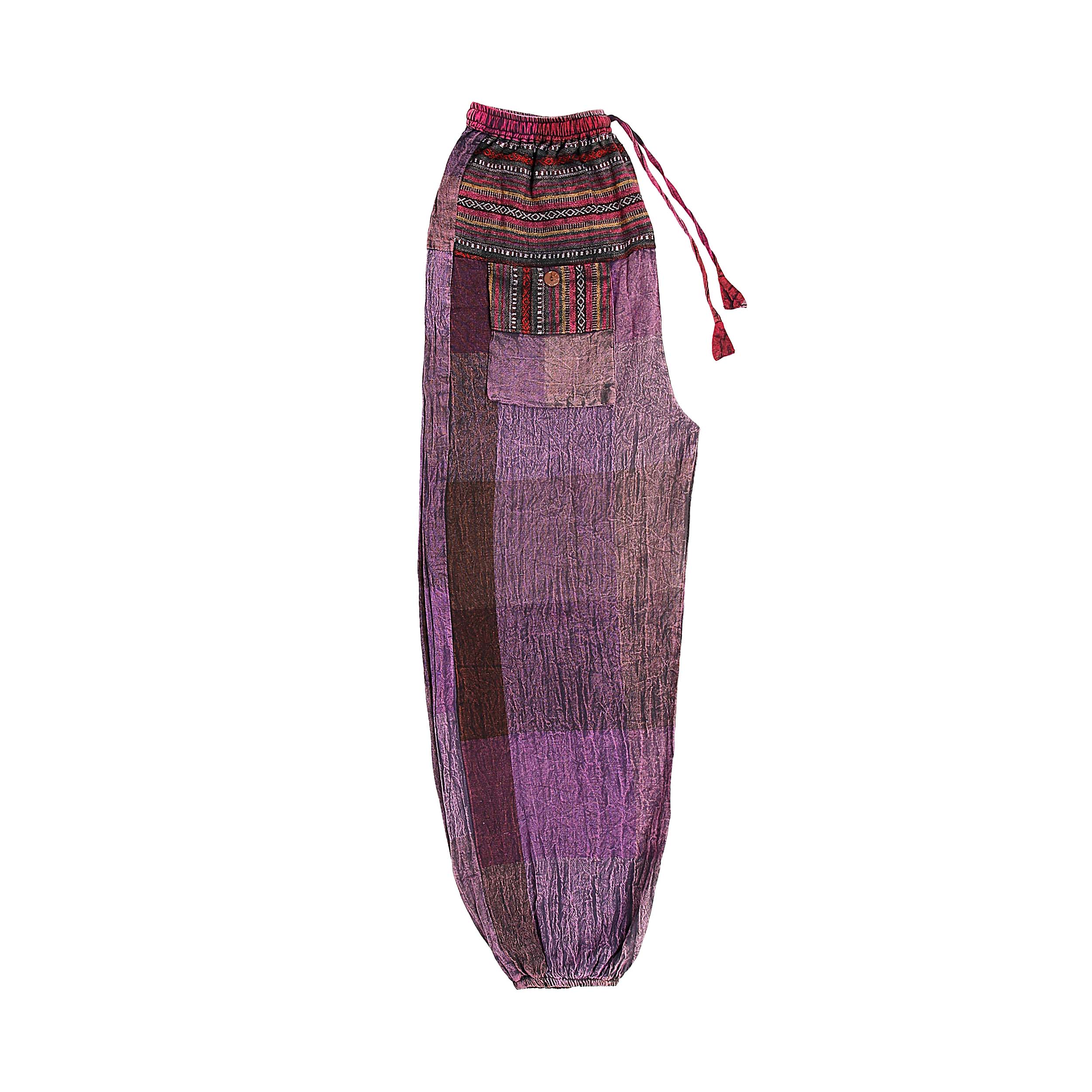 Harem Ghari Trousers - Magenta Patch