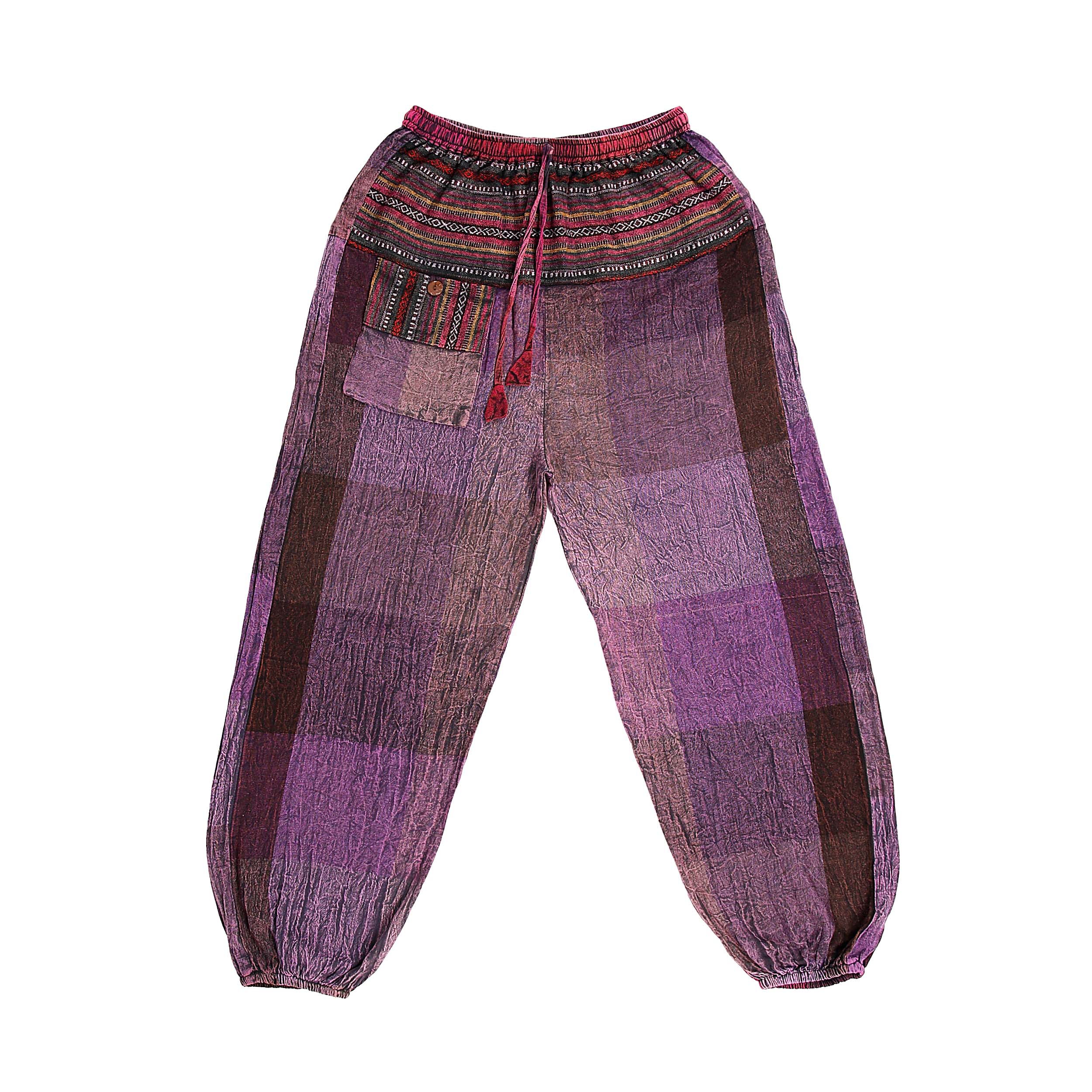 Harem Ghari Trousers - Magenta Patch