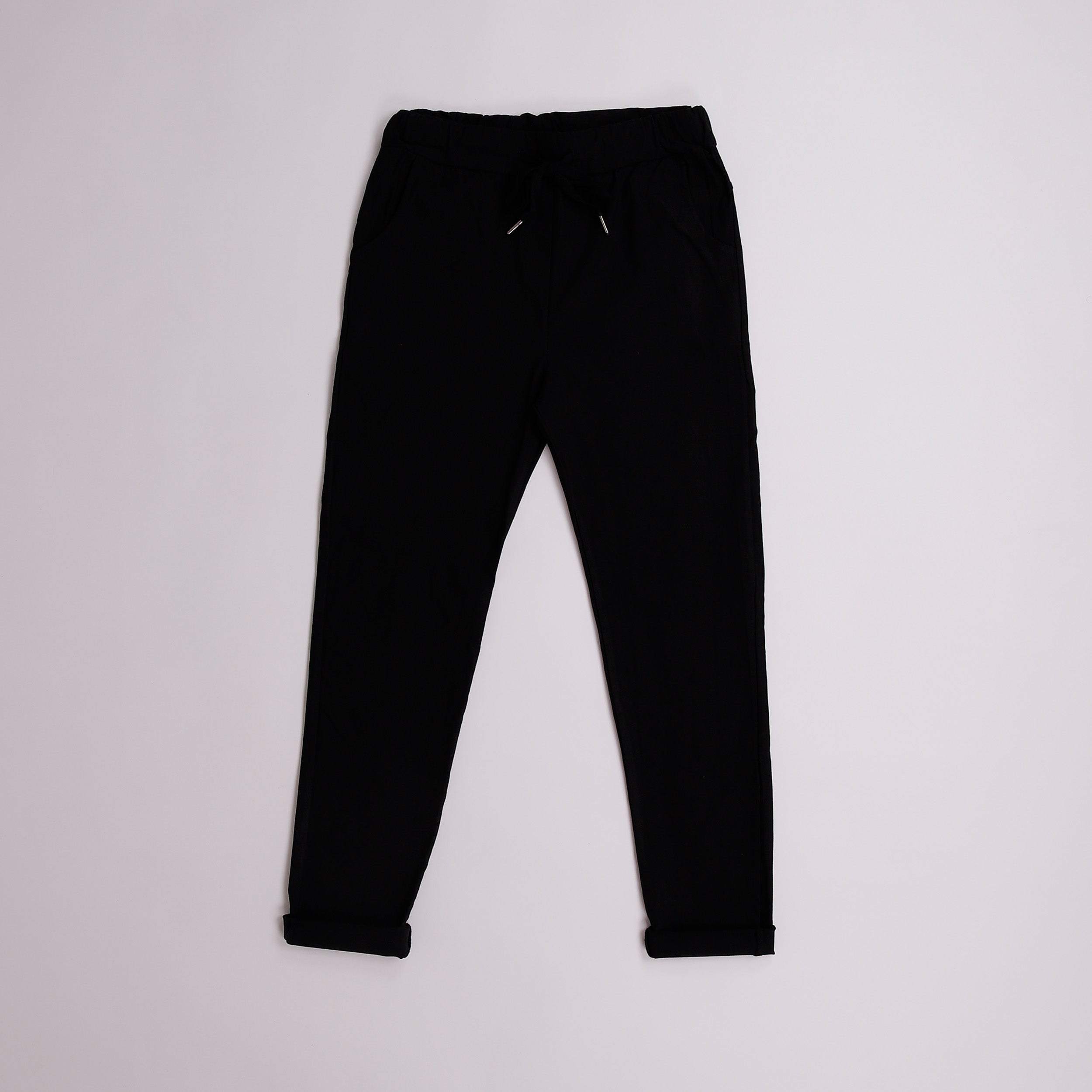 Plain Magic Stretch Trousers - Black