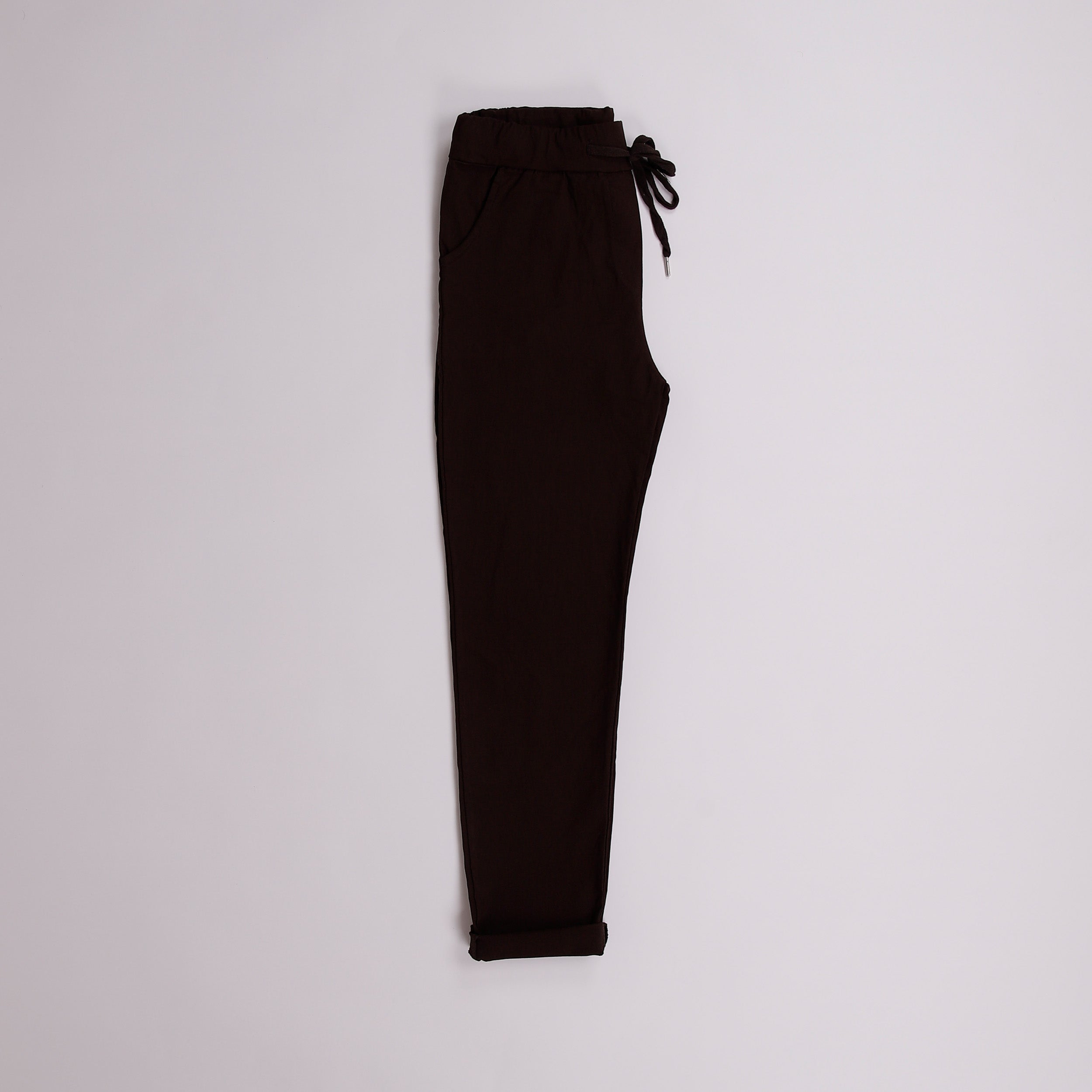 Plain Magic Stretch Trousers - Chocolate Brown