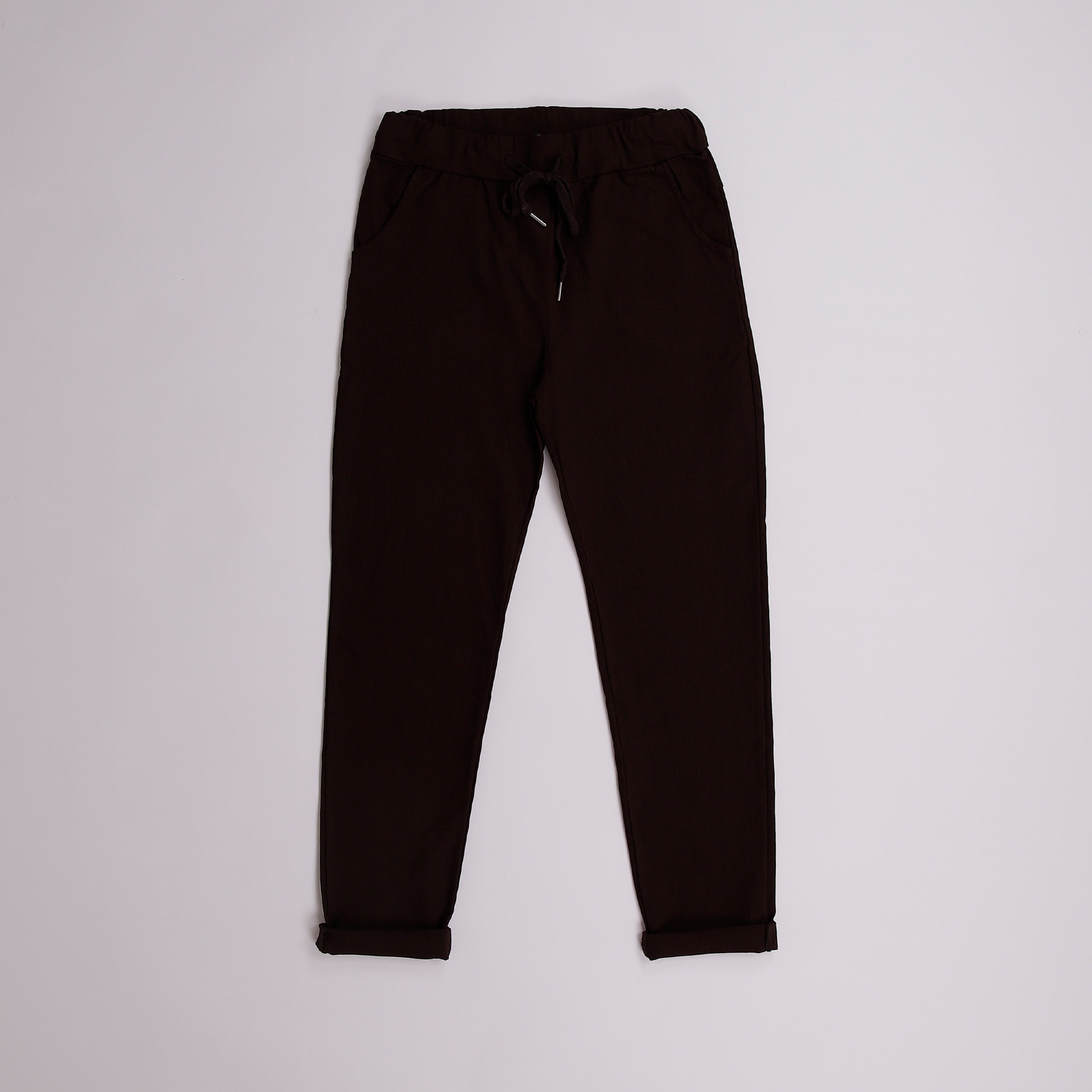 Plain Magic Stretch Trousers - Chocolate Brown