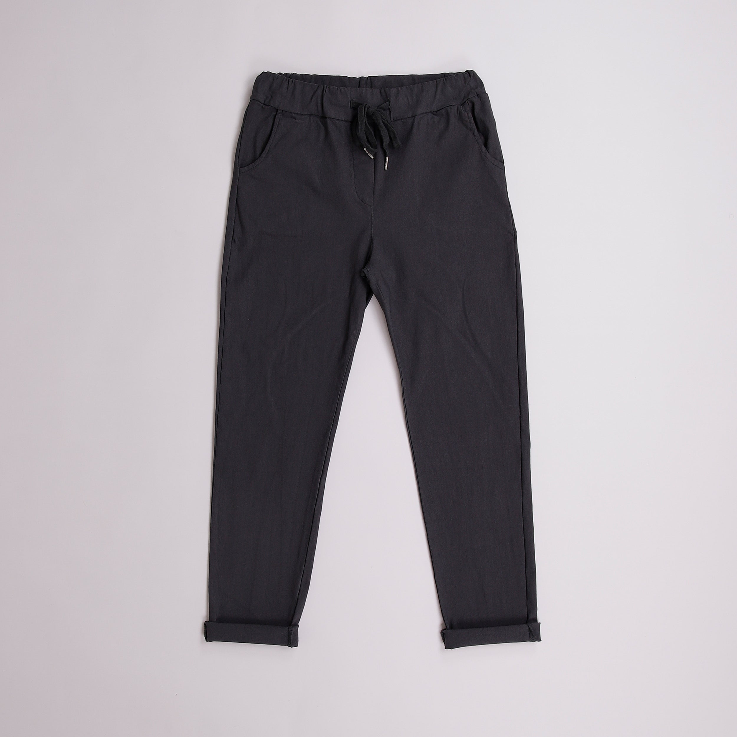 Plain Magic Stretch Trousers - Charcoal