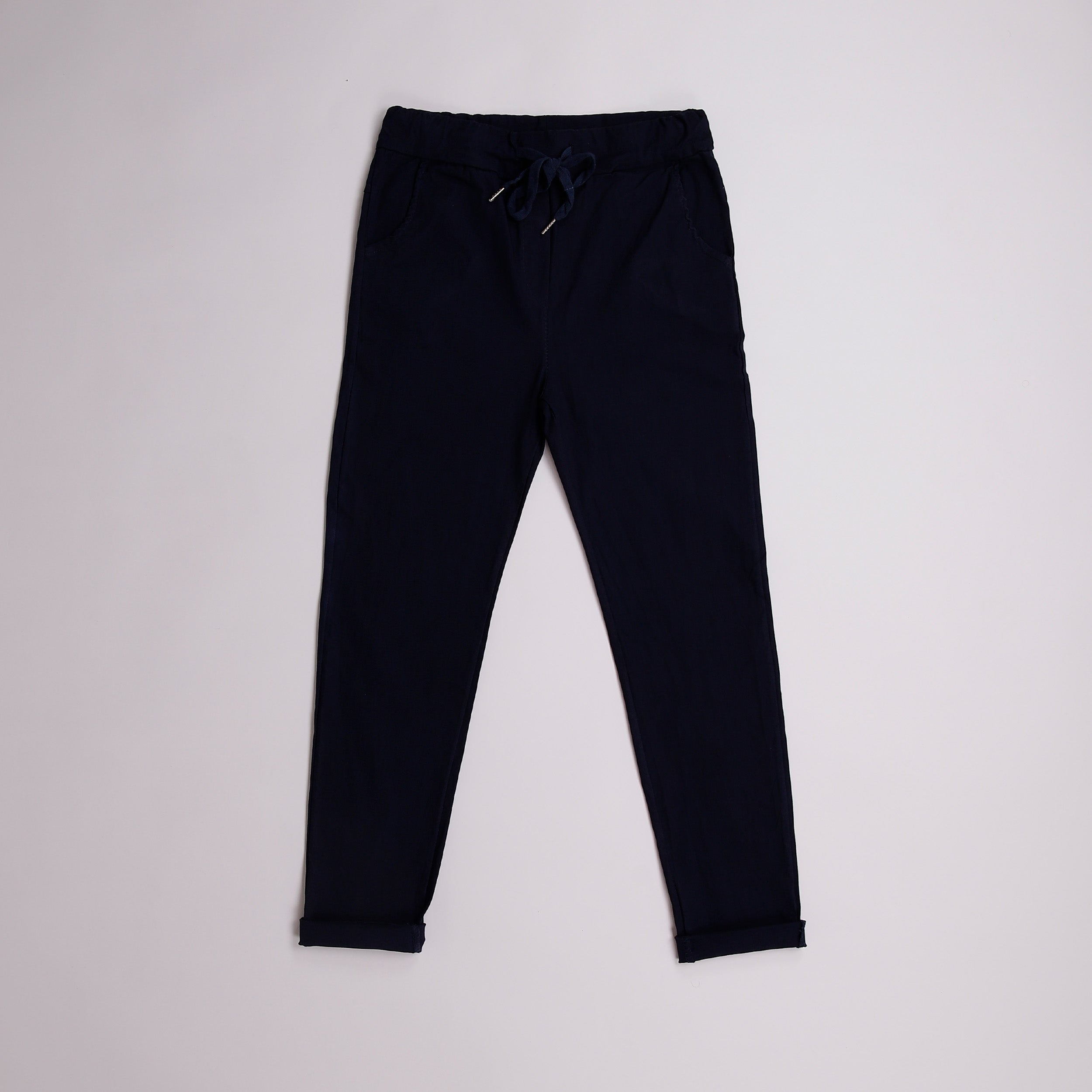 Plain Magic Stretch Trousers - Navy