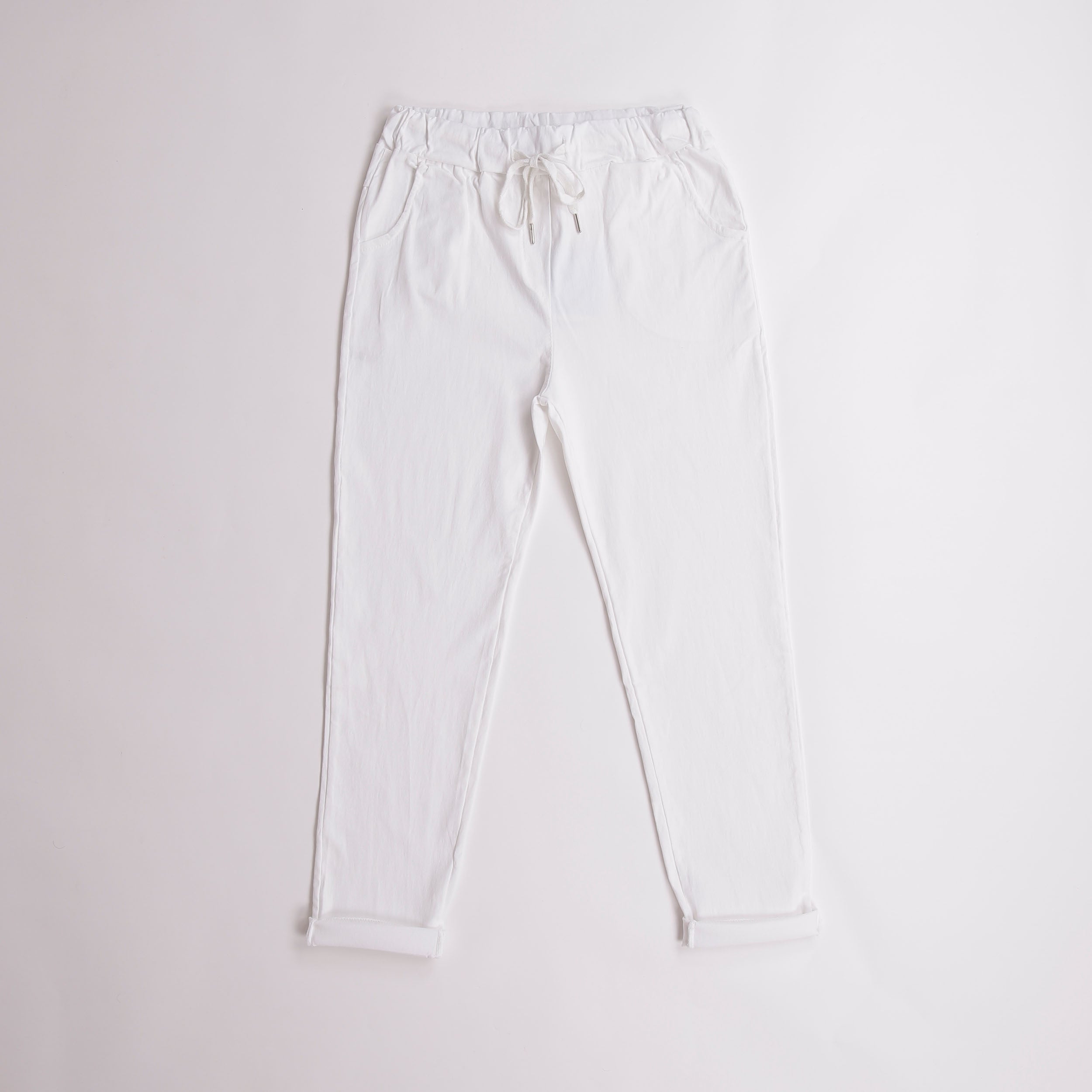 Plain Magic Stretch Trousers - White