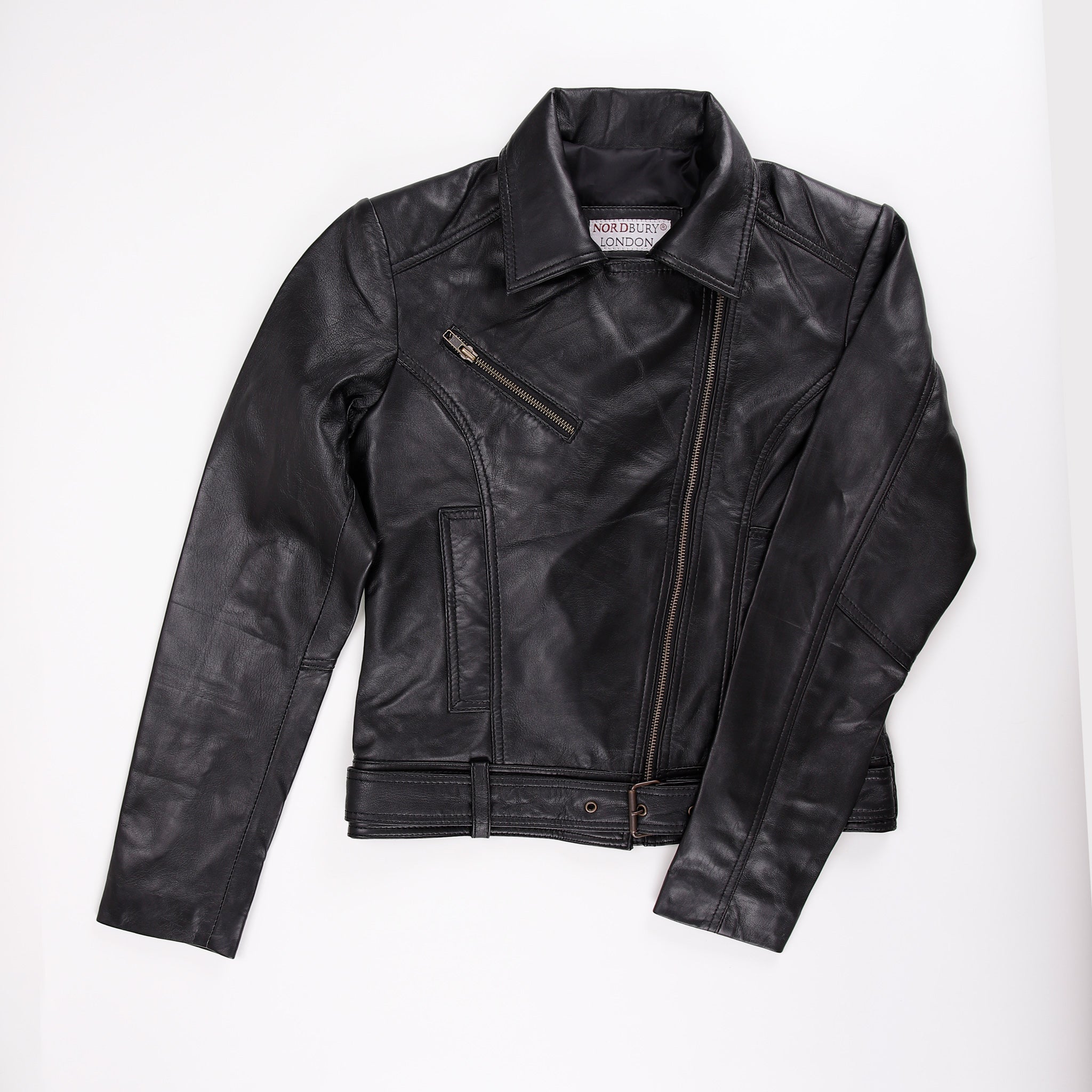 Women Soft Leather Cross Zip Biker Jacket