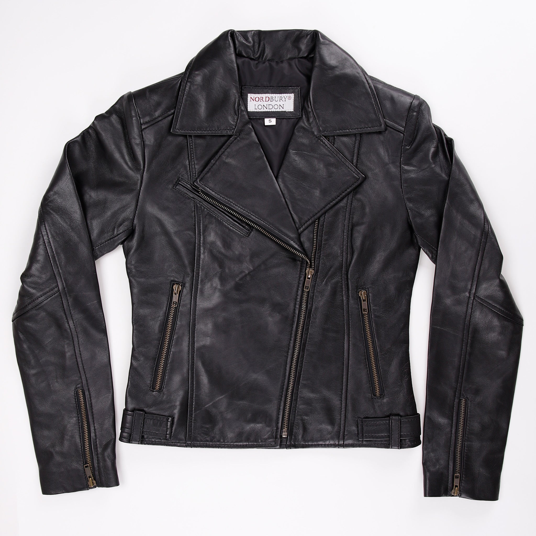 Women Soft Leather Cross Zip Biker Jacket